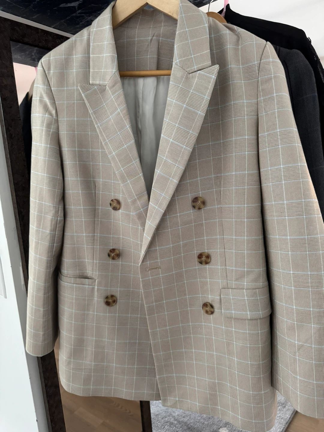 Sandro Plaid Double-Breasted Blazer