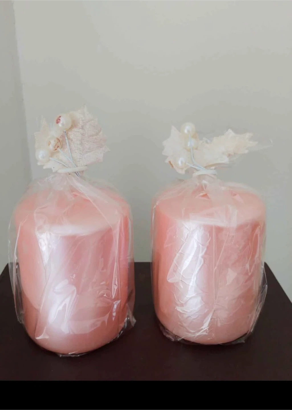 Two Pink Pillar Candles 🏈