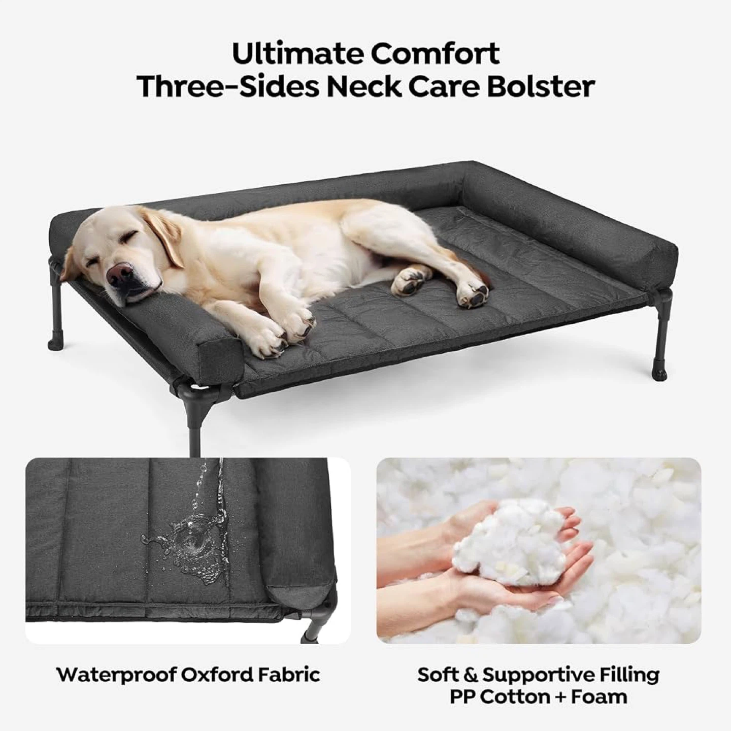 Veehoo Large Elevated Dog Bed with Removable Bolster Mat - New - photo 3