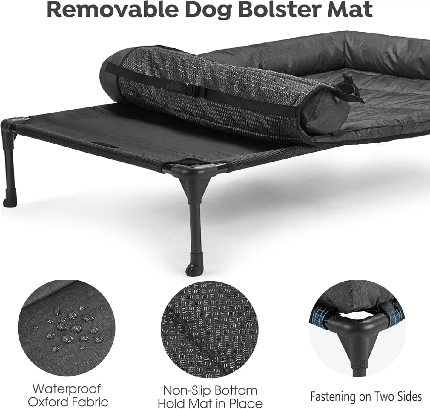 Veehoo Large Elevated Dog Bed with Removable Bolster Mat - New - photo 4
