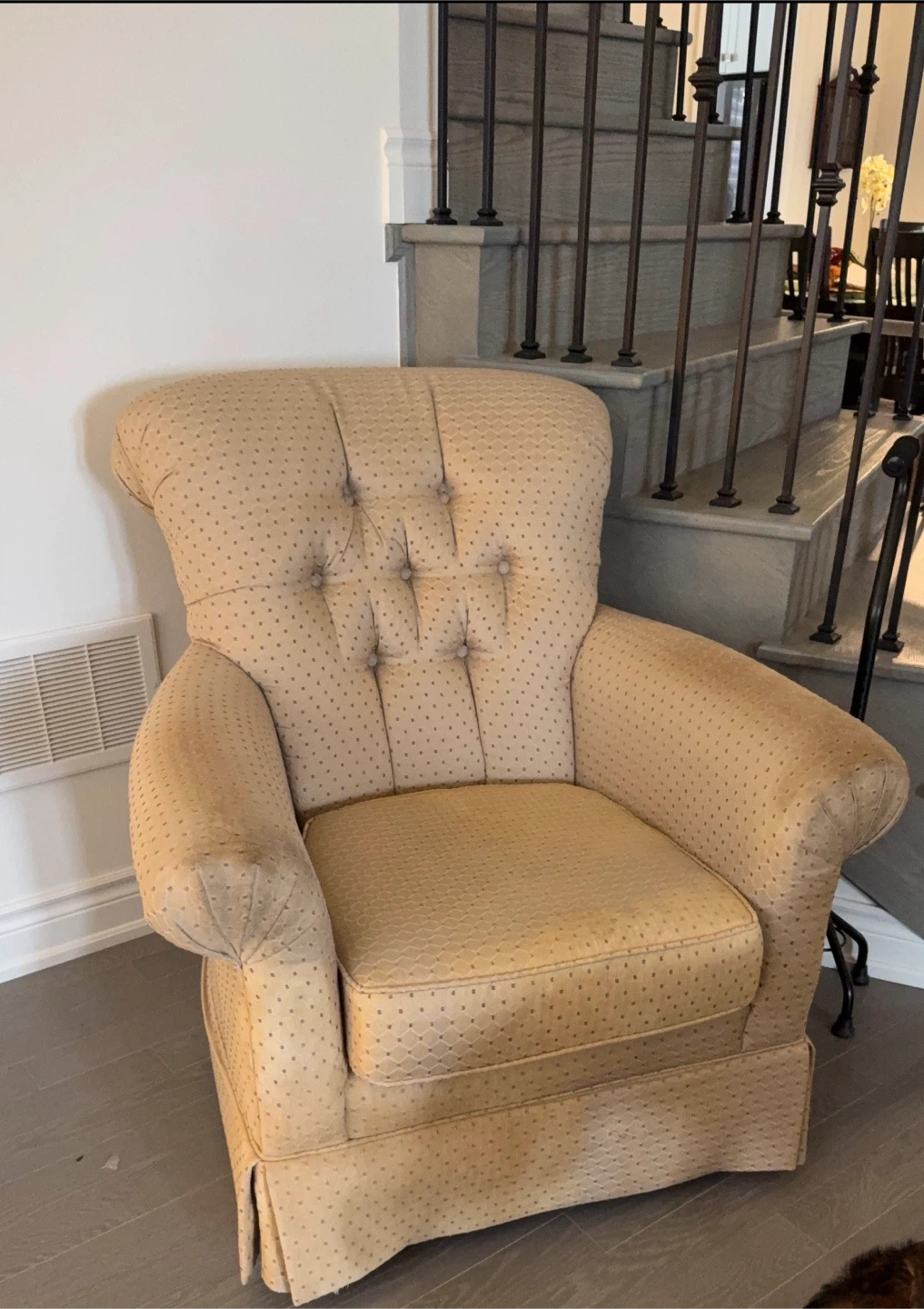 Beige Upholstered Armchair