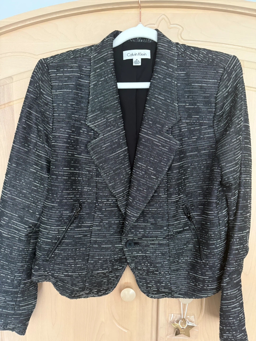 Calvin Klein Black and White Textured Blazer