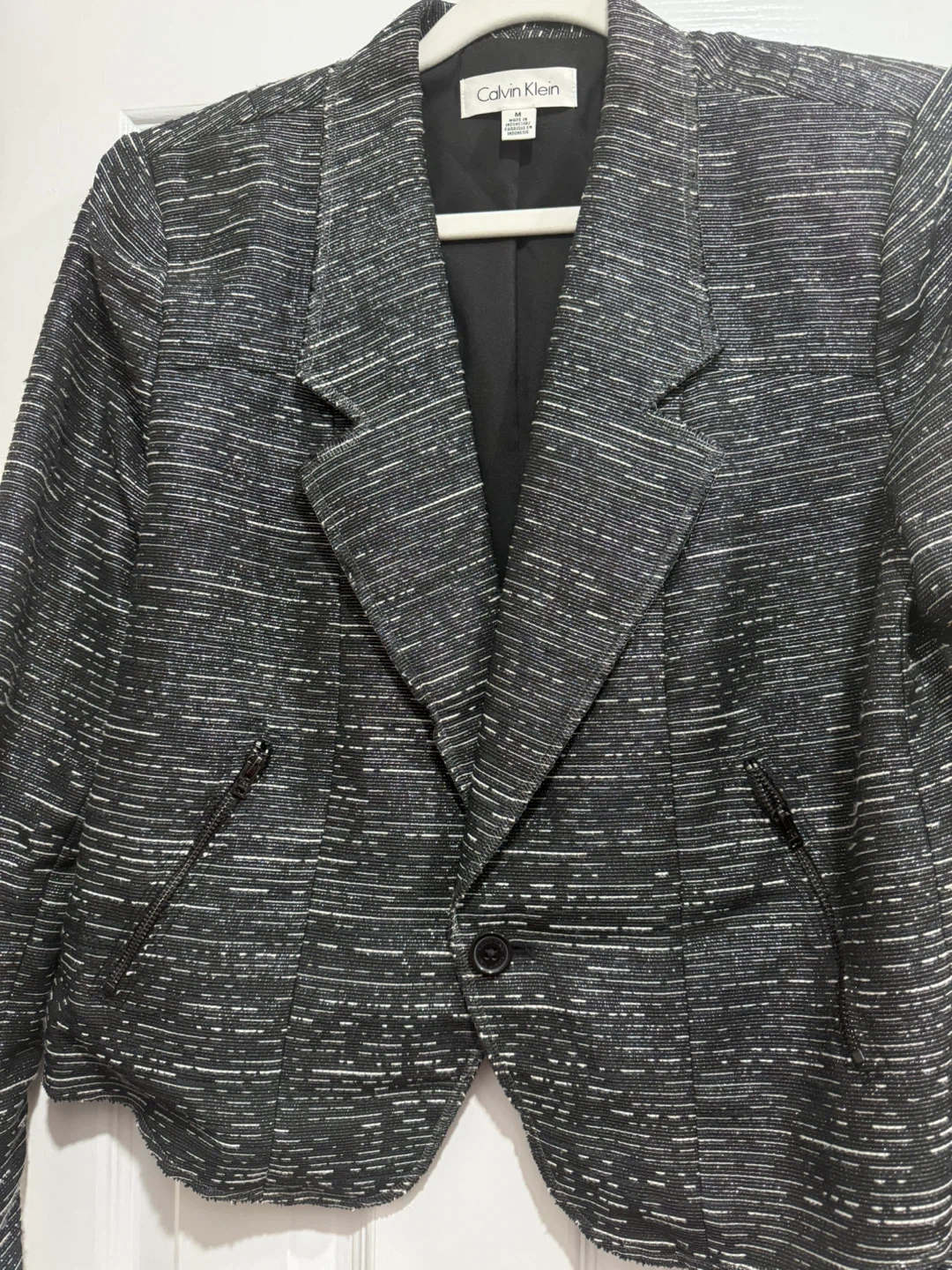Calvin Klein Black and White Textured Blazer - photo 2