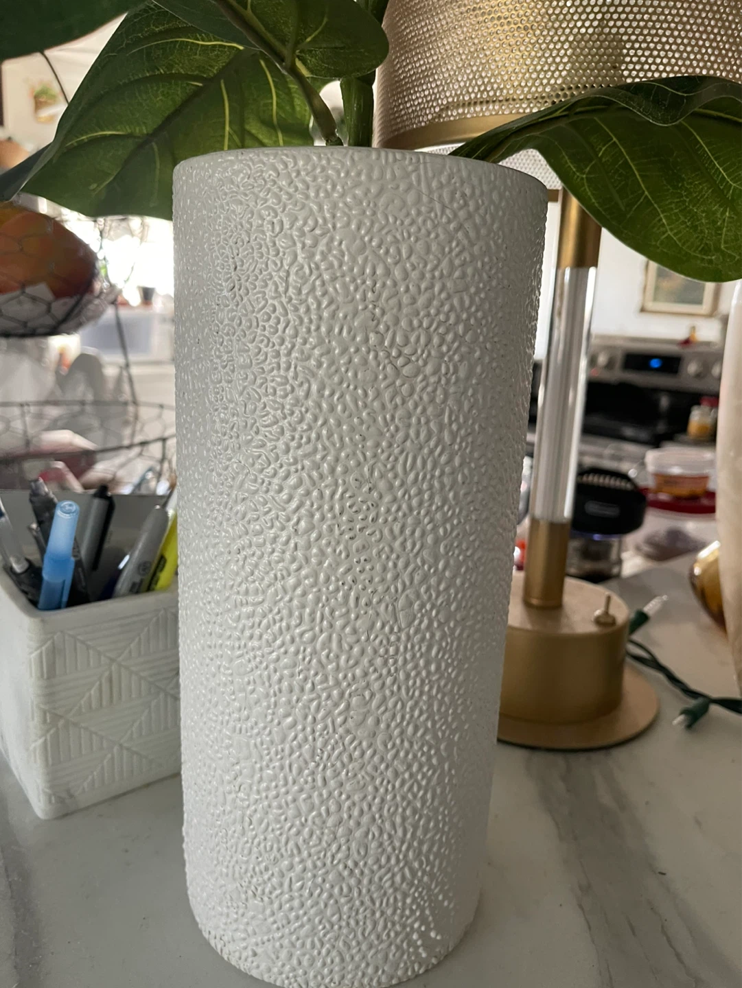 Fake Fiddle Leaf Plant in White Pot - photo 3