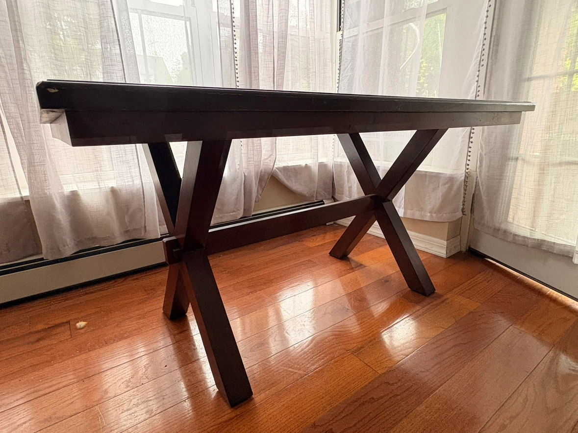 Dark Wood X-Base Dining Table - photo 2