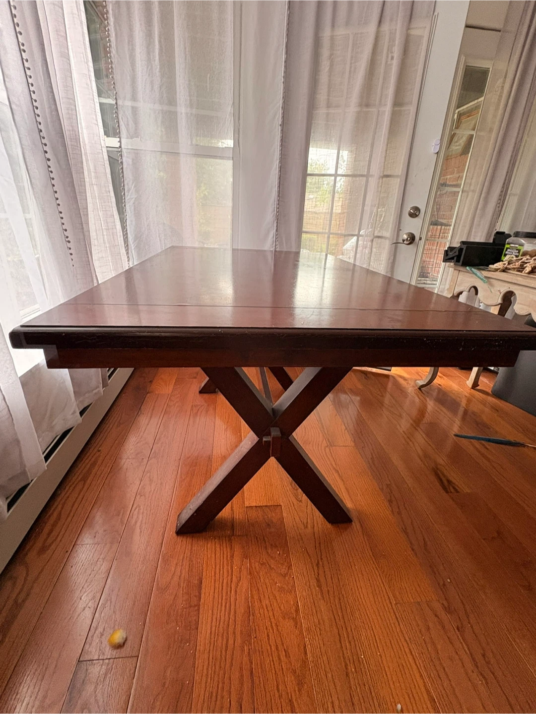 Dark Wood X-Base Dining Table - photo 4