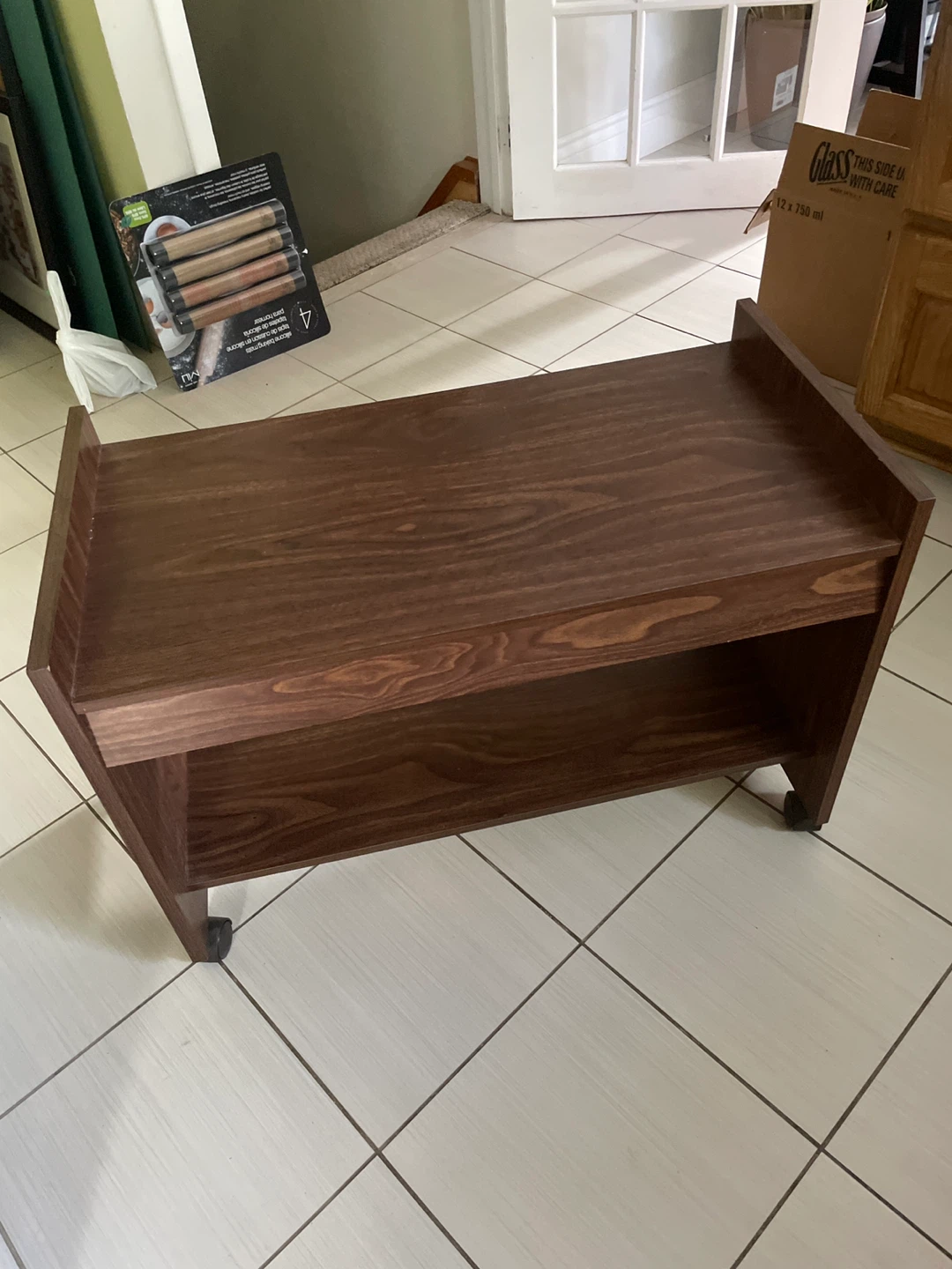 🏈Dark Wood Rolling Storage Cart