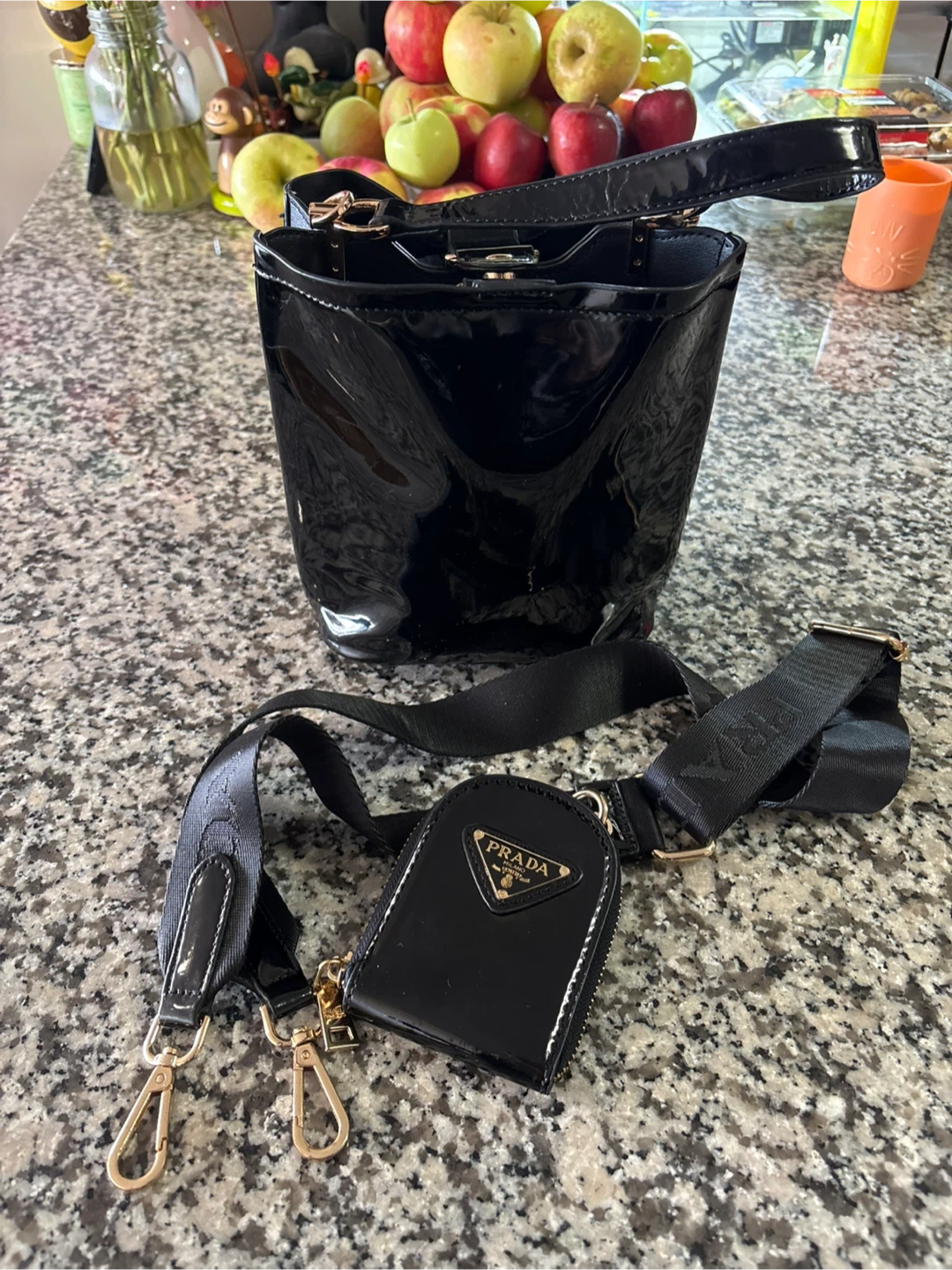 Black  Patent Leather Bucket Bag - photo 2