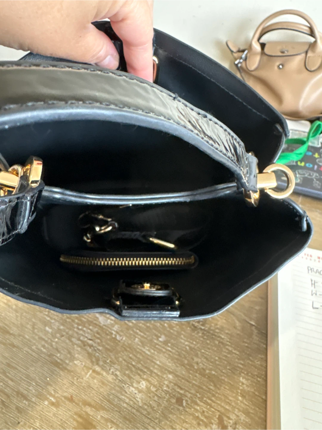 Black  Patent Leather Bucket Bag - photo 3
