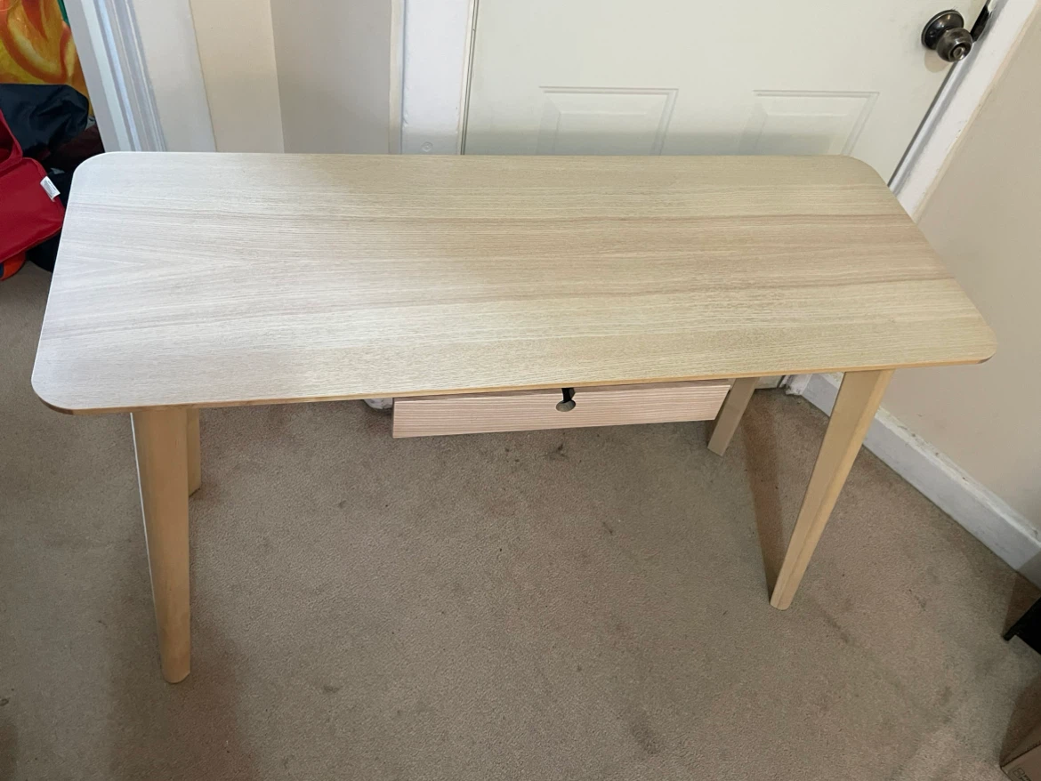 Light Wood Ikea Minimalist Desk with Drawer - photo 2