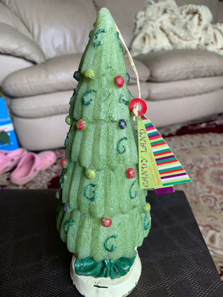 Candy Land Peppermint Swirl Christmas Tree Candle