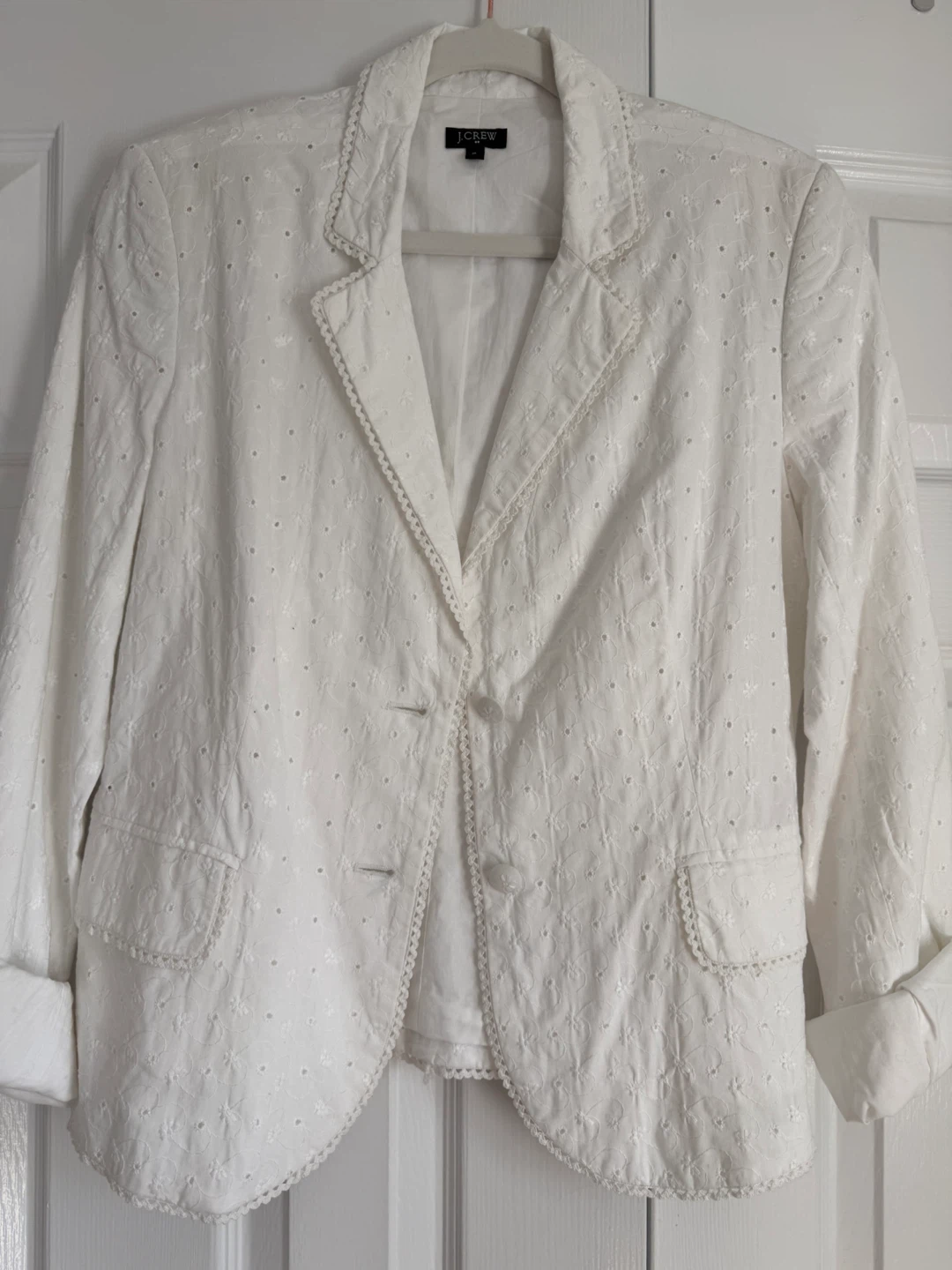 J.Crew White Eyelet Blazer