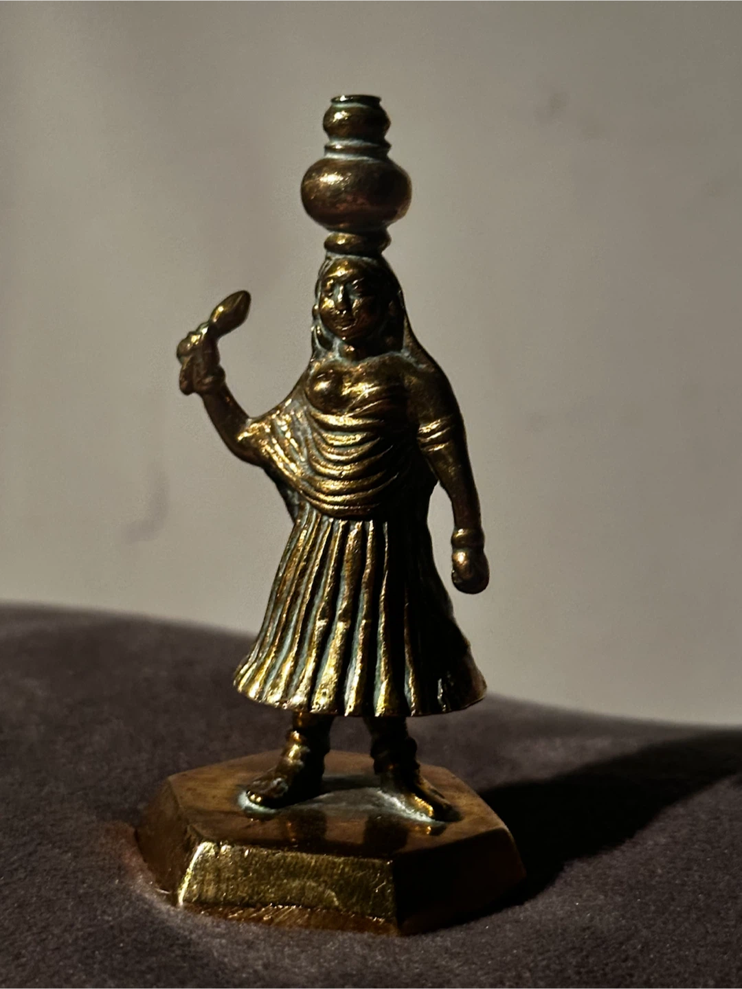 Vintage Indian Brass Water Carrier Figurine 3.25"