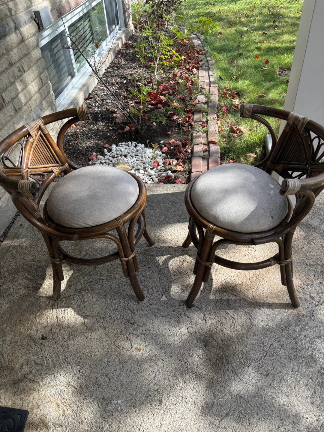 Two Vintage Rattan Accent Chairs