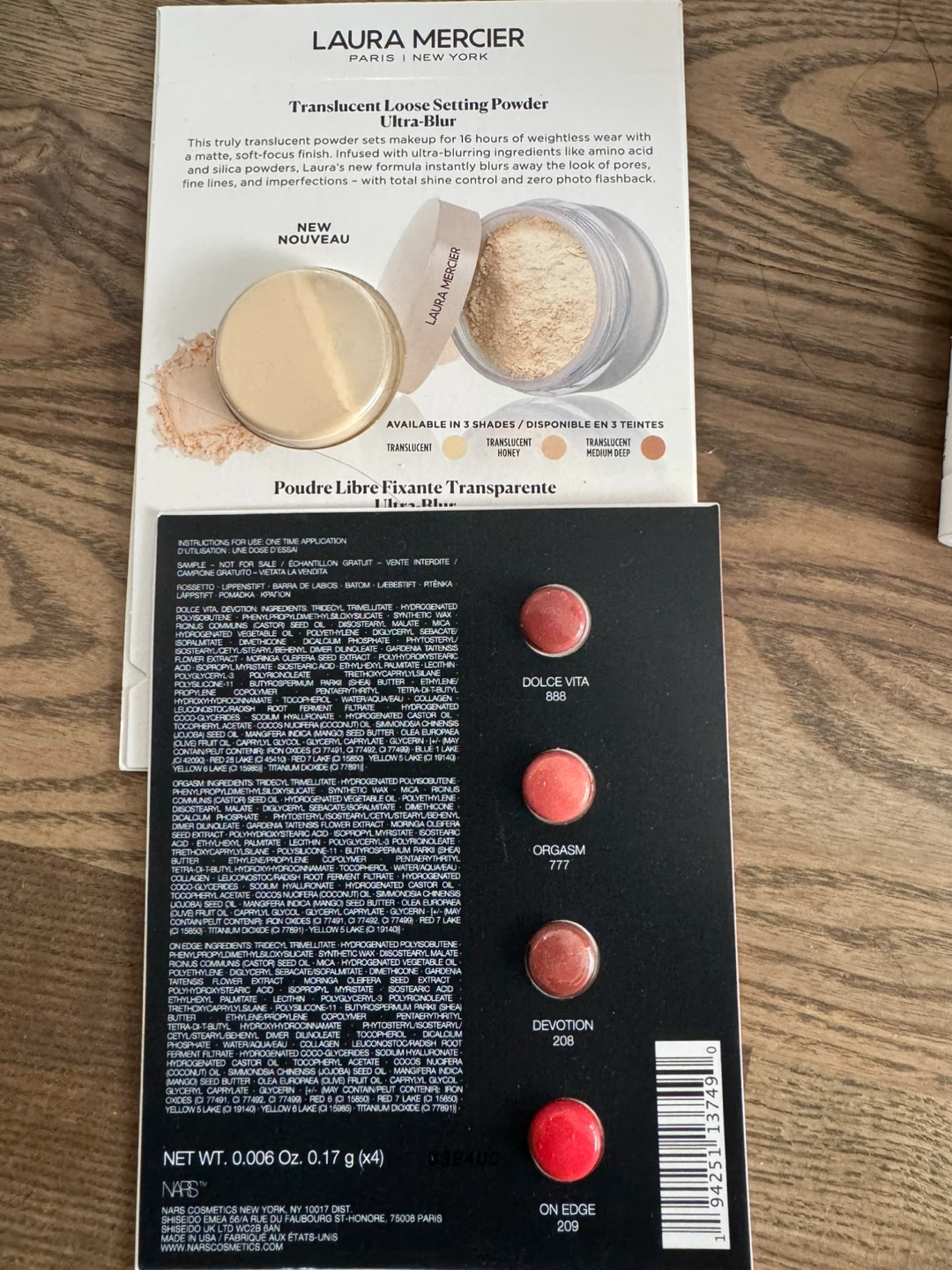 Laura Mercier Powder and NARS Lipstick Sample Set