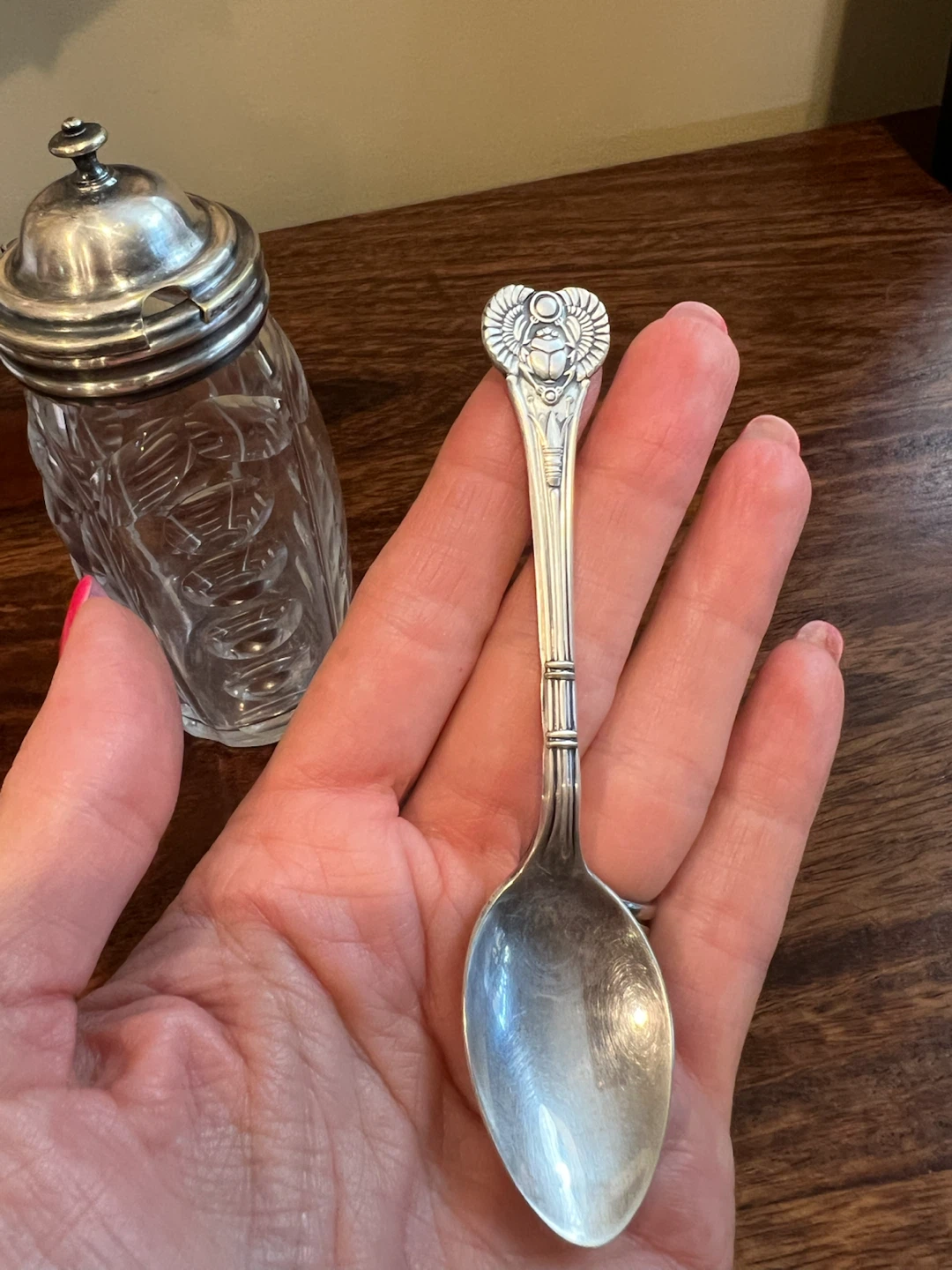 Vintage Cut-Glass Condiment Jar with Silver-Plated Spoon - photo 3