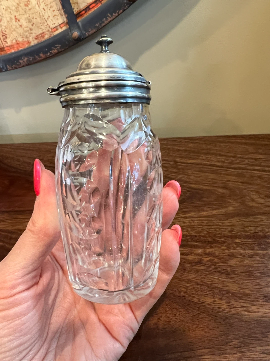 Vintage Cut-Glass Condiment Jar with Silver-Plated Spoon - photo 5