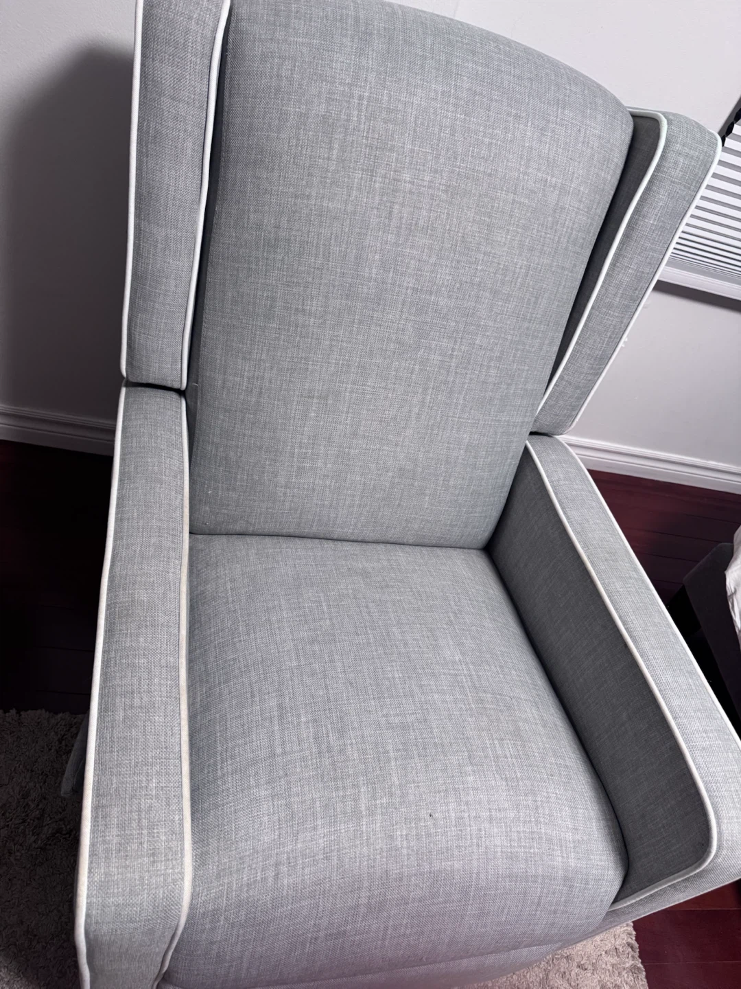 Grey Fabric Recliner/rocking Armchair with White Piping - photo 2