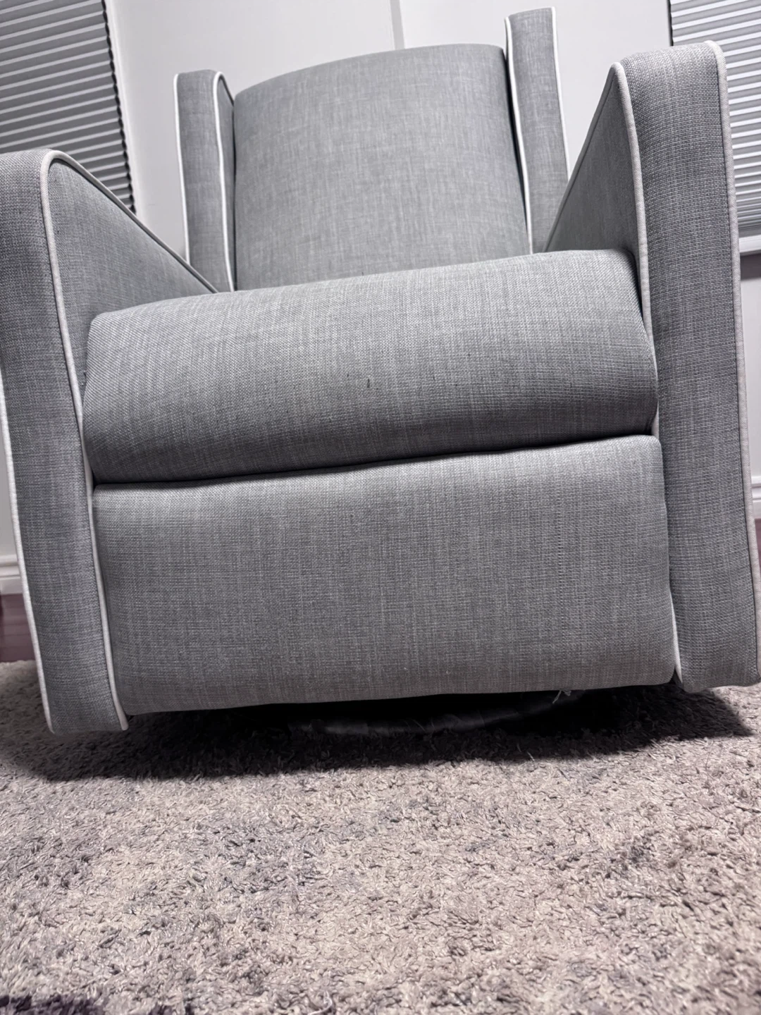 Grey Fabric Recliner/rocking Armchair with White Piping - photo 3