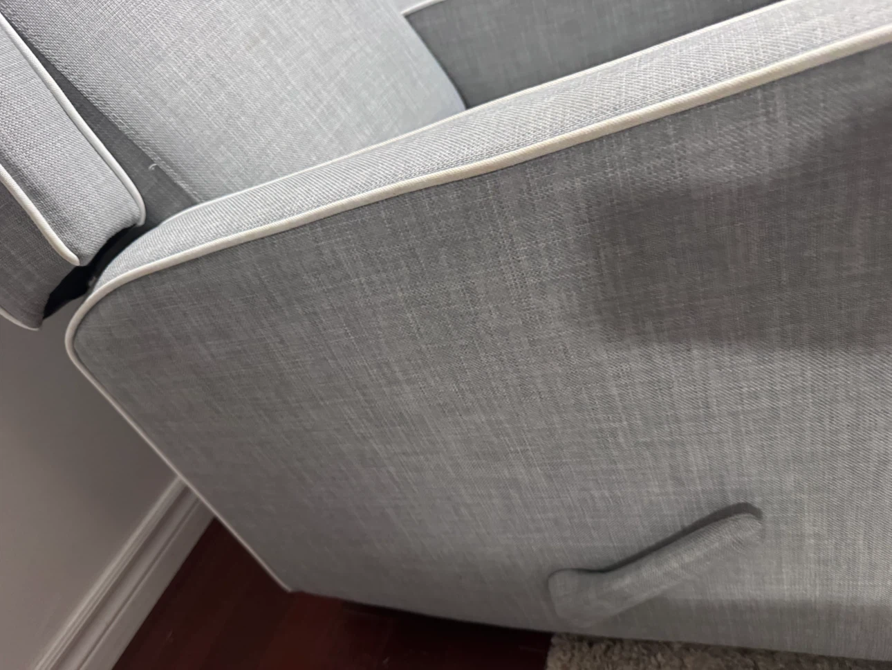 Grey Fabric Recliner/rocking Armchair with White Piping - photo 5
