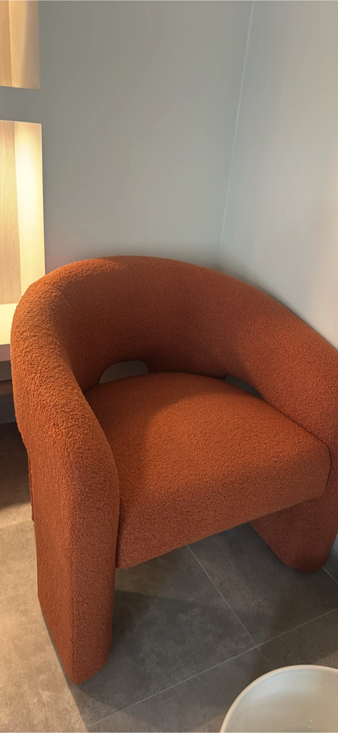Burnt Orange Bouclé Accent Chair