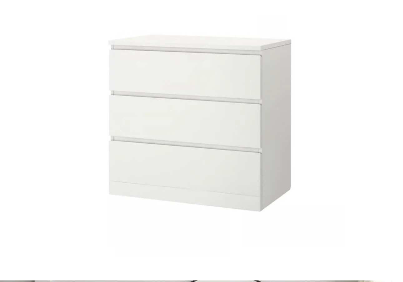 MALM White 3-Drawer Dresser - Pickup only Spadina & Bluejays - photo 2