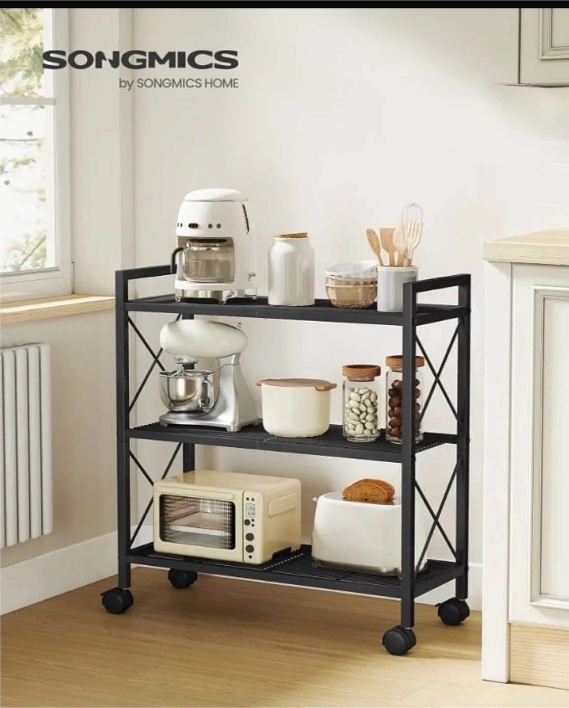SONGMICS 3-Tier Rolling Kitchen Utility Shelf - photo 3
