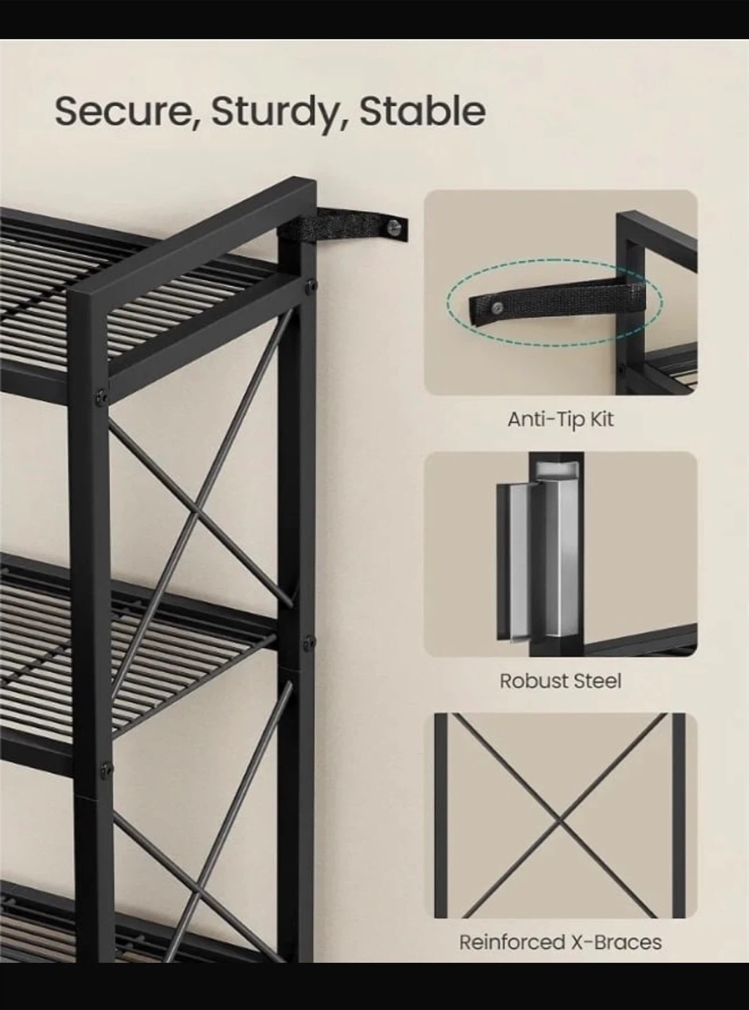 SONGMICS 3-Tier Rolling Kitchen Utility Shelf - photo 5