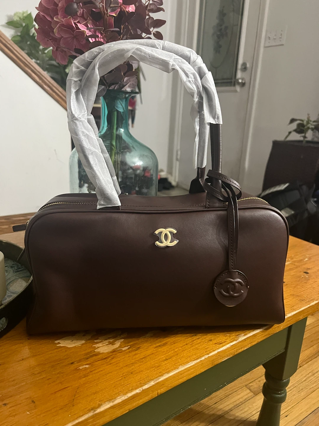 Chanel Brown Leather Boston Bag