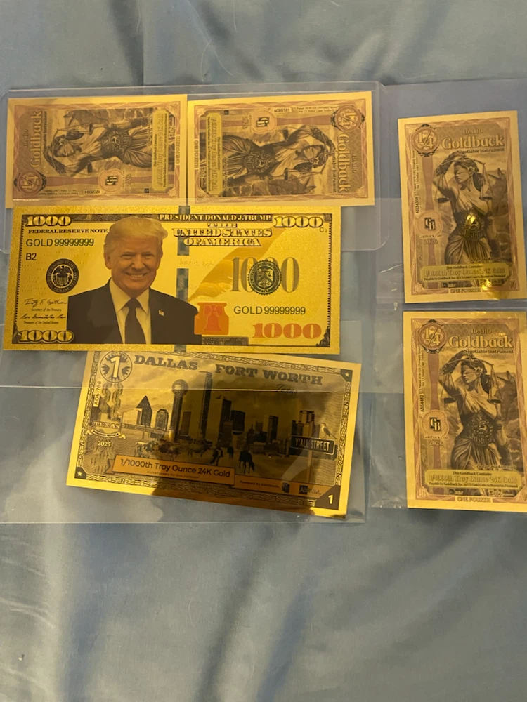 Collection of Goldback Notes and Gold Foil Novelty Bills