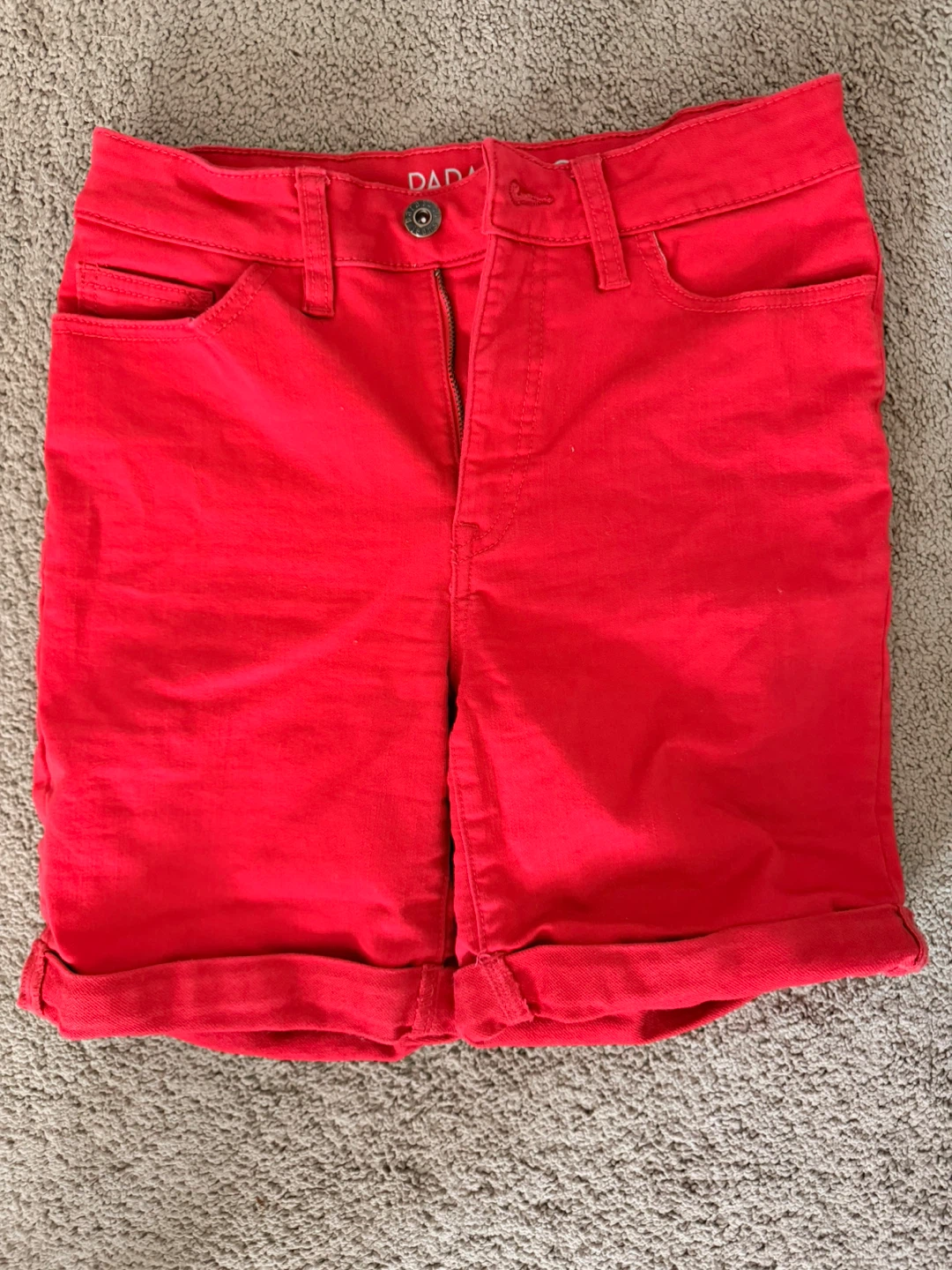 Parasuco Red Denim Shorts Size 6 - photo 2