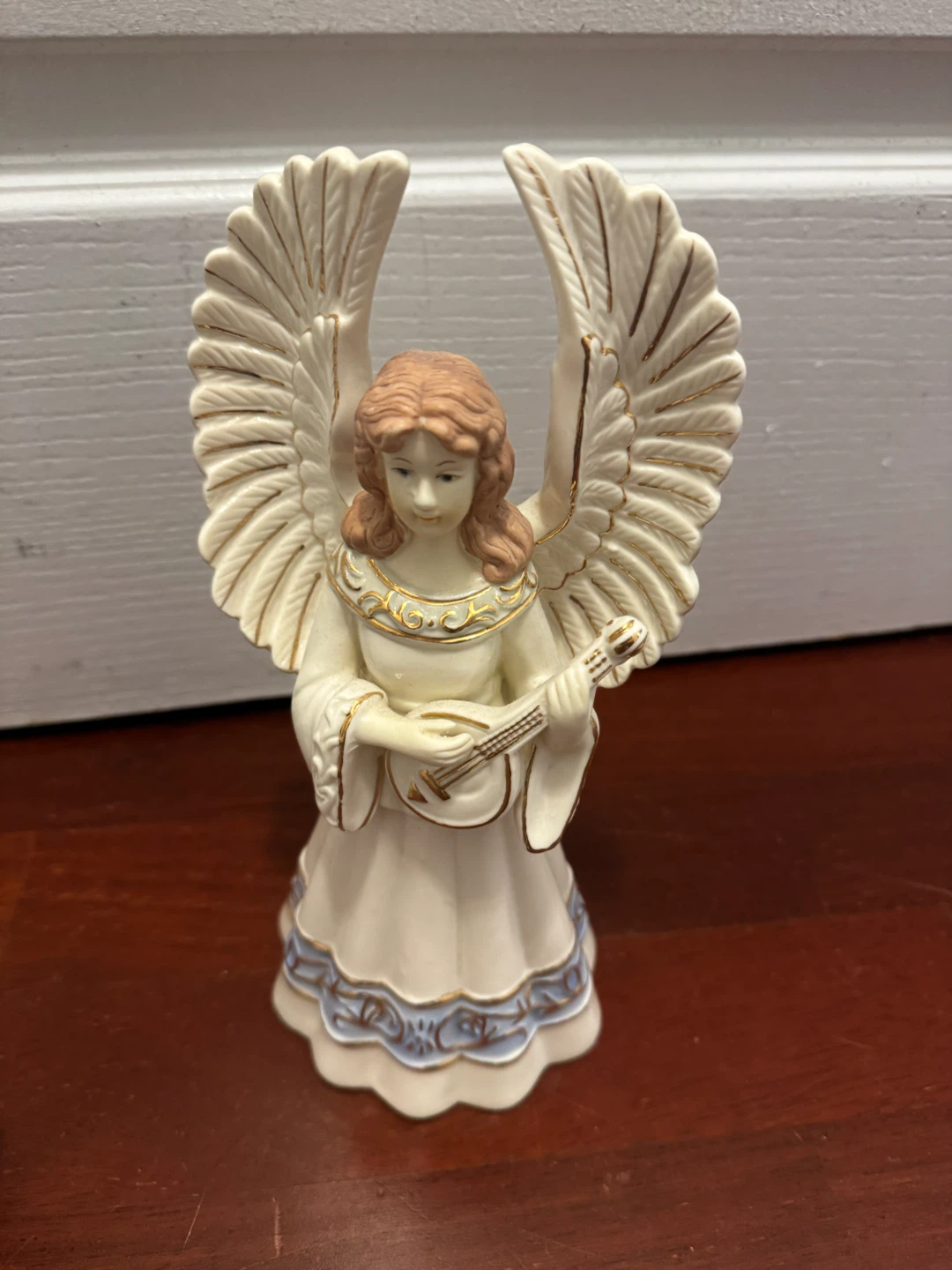 Ceramic Angel Figurine Playing Lute