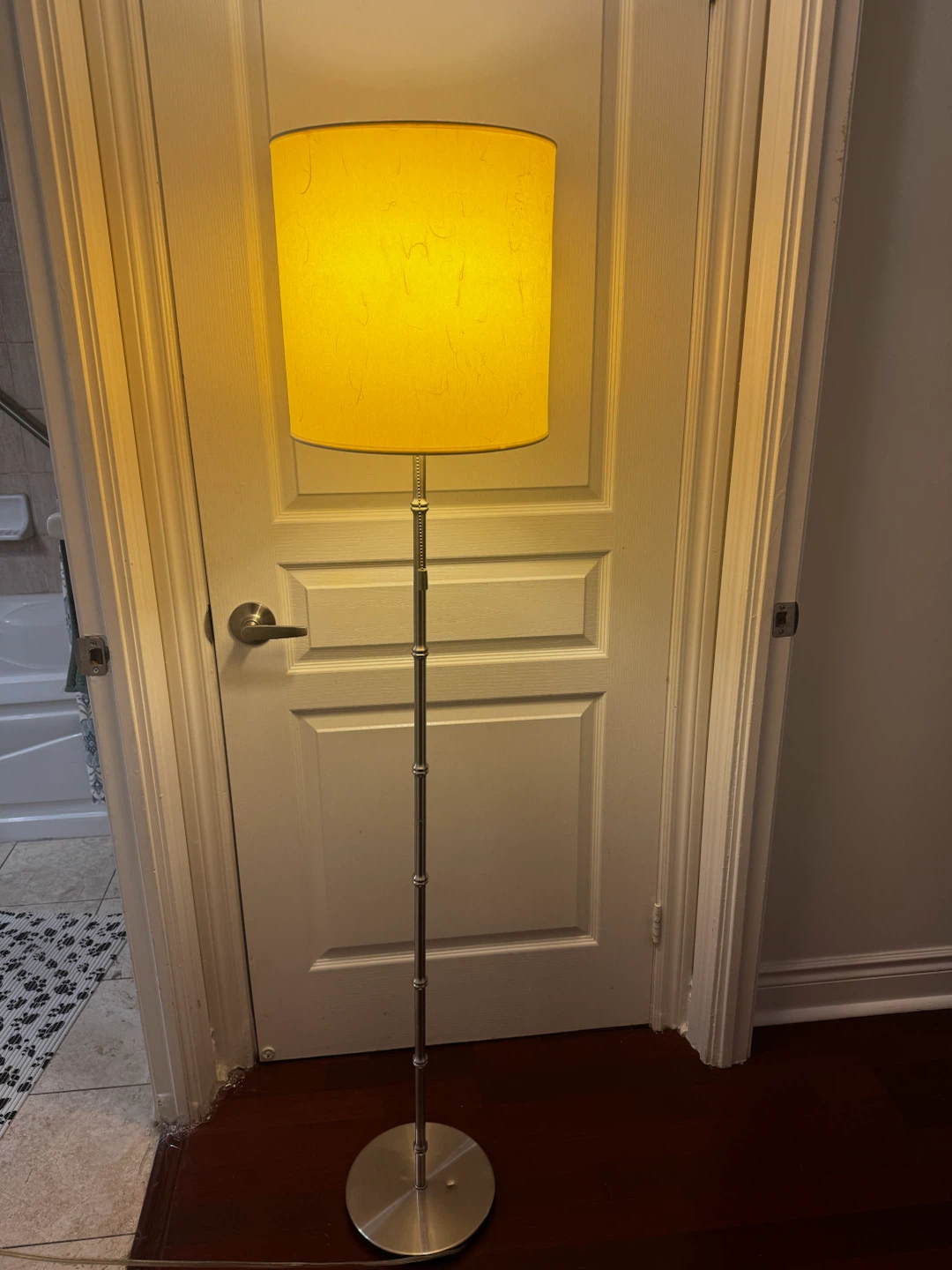 Tall Metal Floor Lamp with Yellow Shade