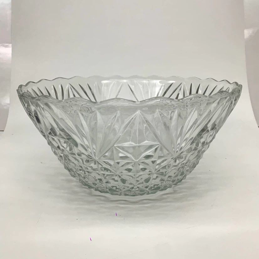 Clear Glass Serving Bowl Large Decorative Salad Bowl Vintage
