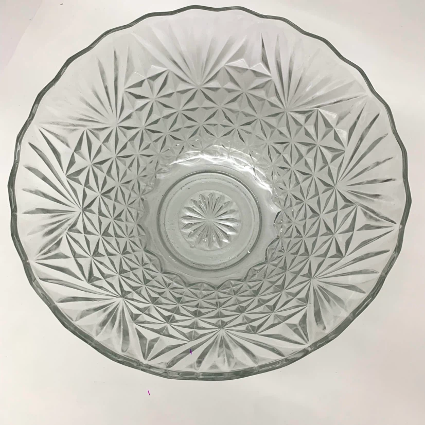 Clear Glass Serving Bowl Large Decorative Salad Bowl Vintage - photo 2