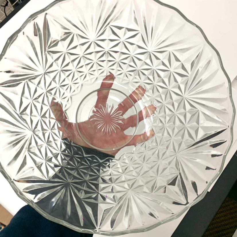 Clear Glass Serving Bowl Large Decorative Salad Bowl Vintage - photo 5