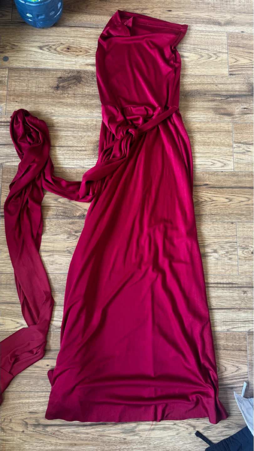 Burgundy Infinity Wrap Gown Dress