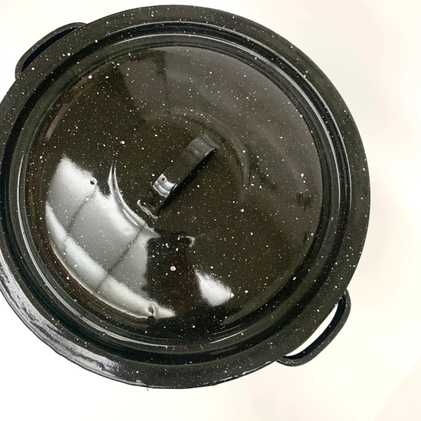 Stock Pot with Steamer Insert Lid Black Enamel Cooking Kitchen - photo 3