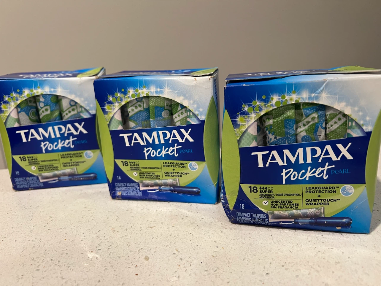 3 Boxes Tampax Pocket Pearl Super Tampons
