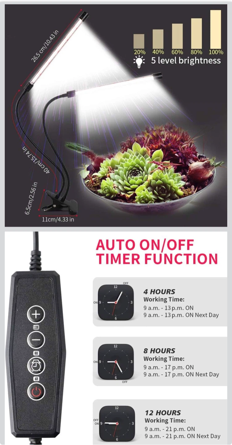 Plant Grow Light with Timer x2🏈 - photo 3