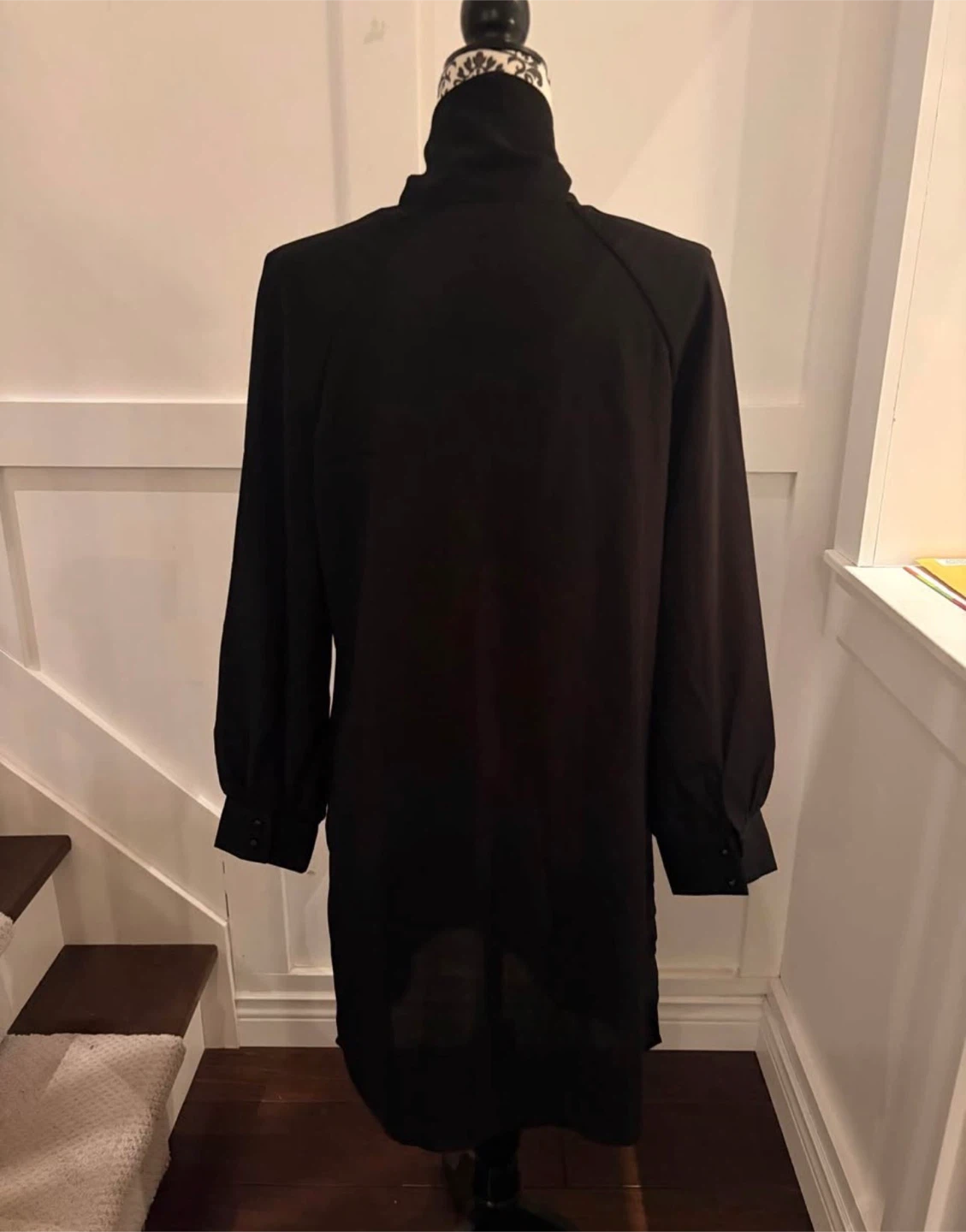 🏈Black Long-Sleeve Bow-Tie Dress - Medium - photo 2