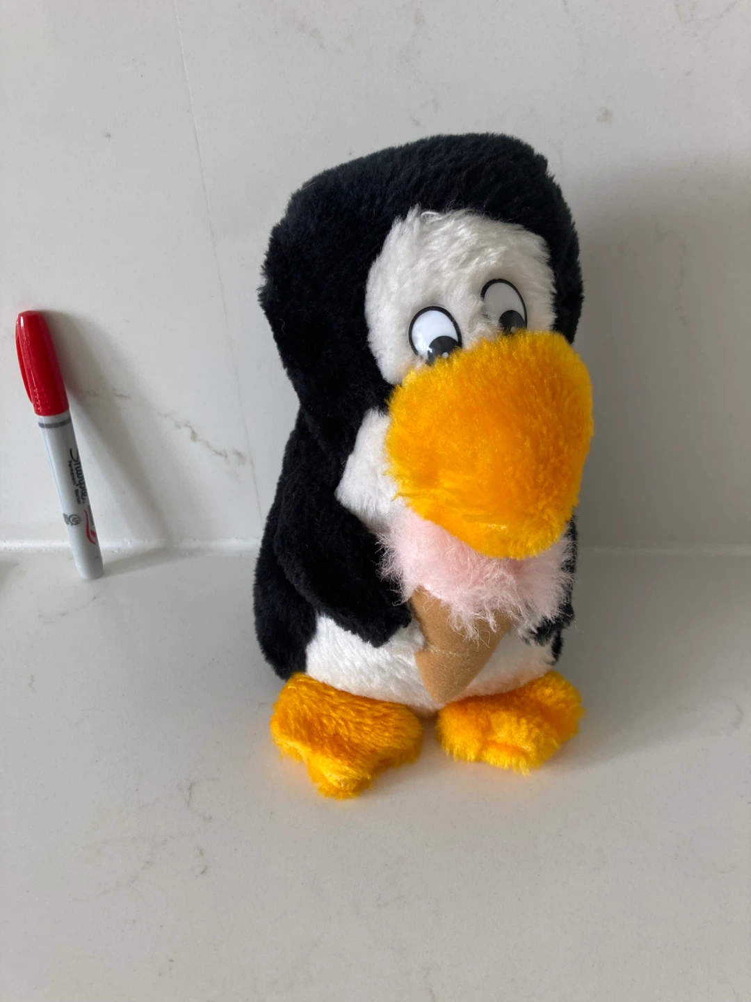 🏈vintage Plush Penguin with Ice Cream Cone