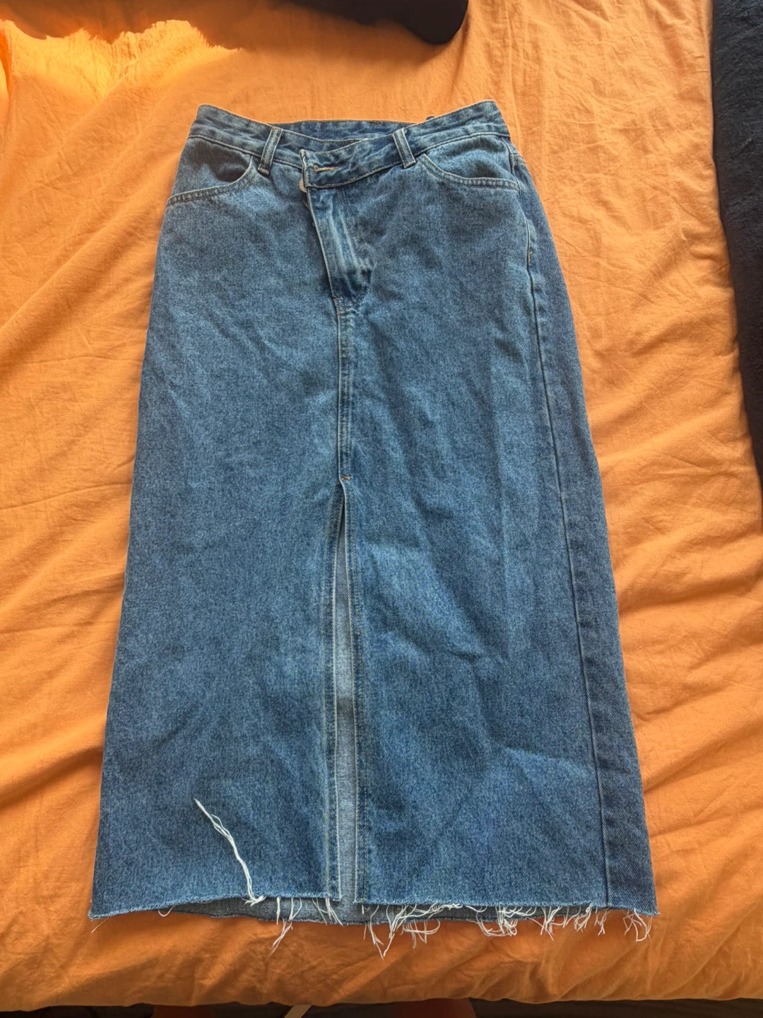 Blue Denim Midi Skirt