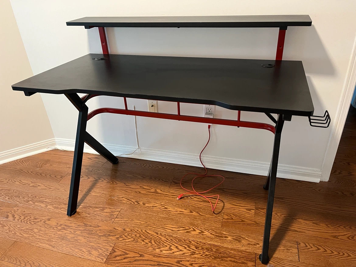 Black Gaming Desk with Shelf