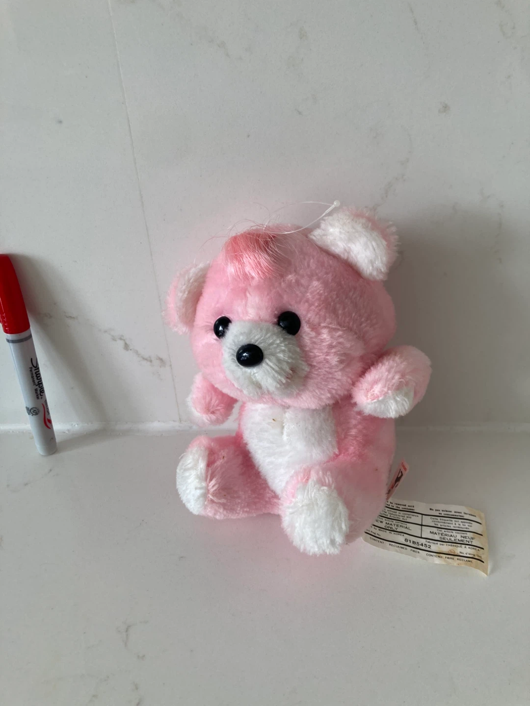 🏈vintage Pink and White Plush Teddy Bear