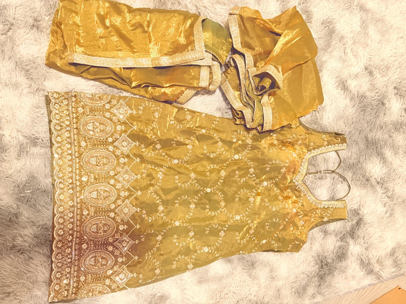 Gold Embroidered Kurti Set