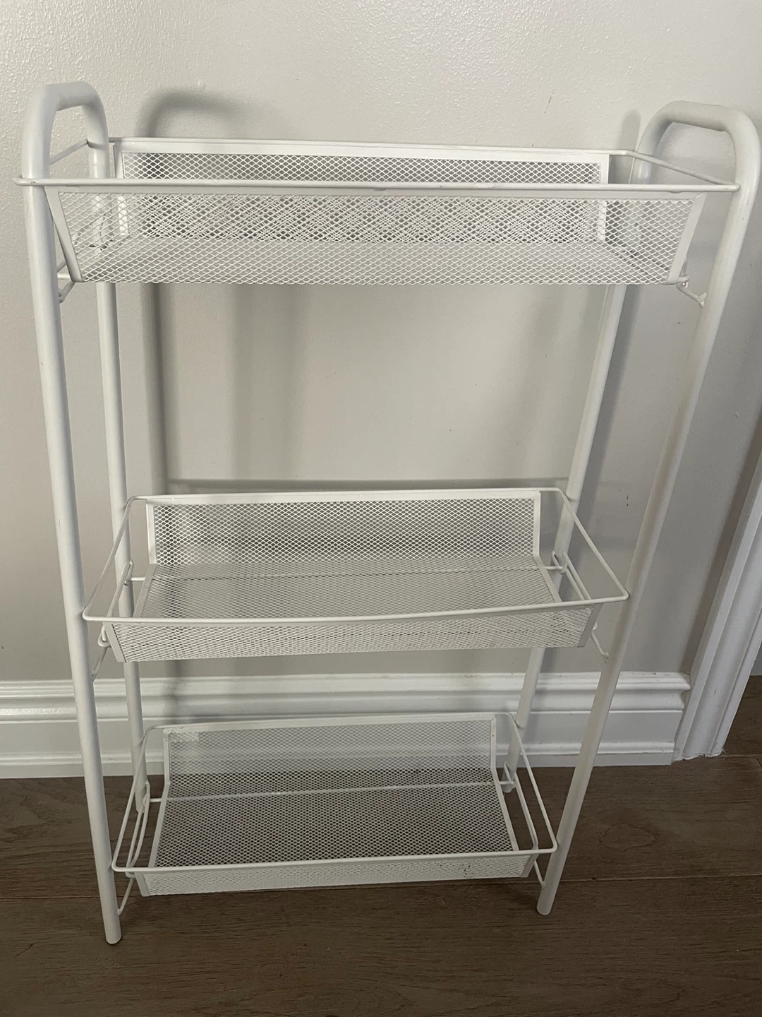 White 3-Tier Metal Mesh Storage Cart