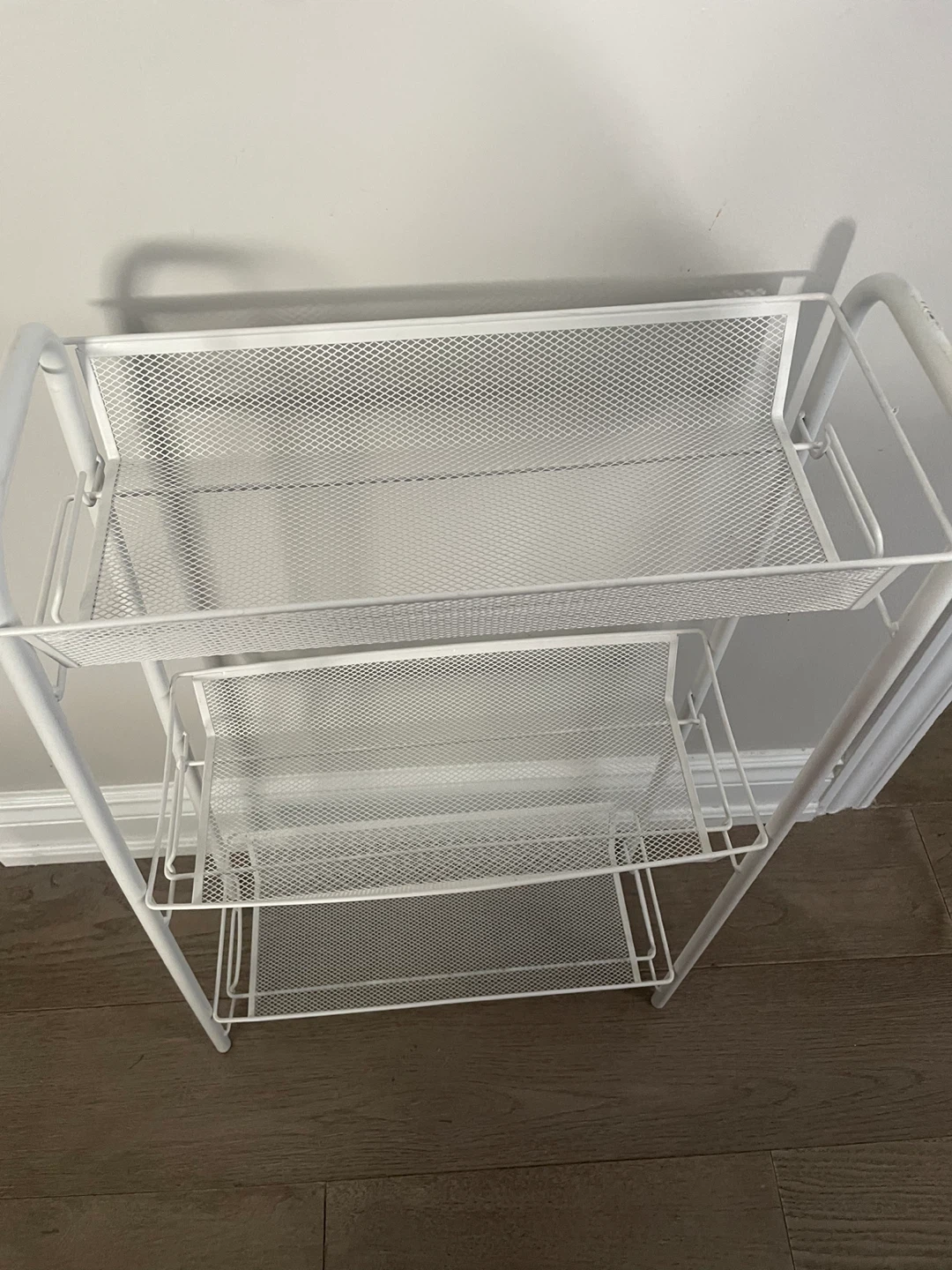 White 3-Tier Metal Mesh Storage Cart - photo 2