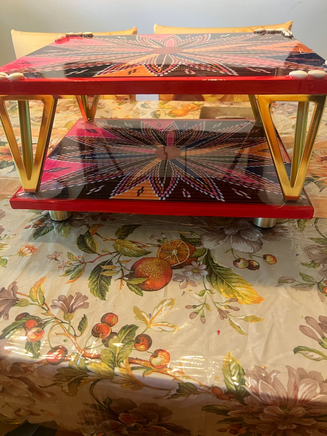 Decorative  resin Two-Tier Tray with Shell Accents - photo 3