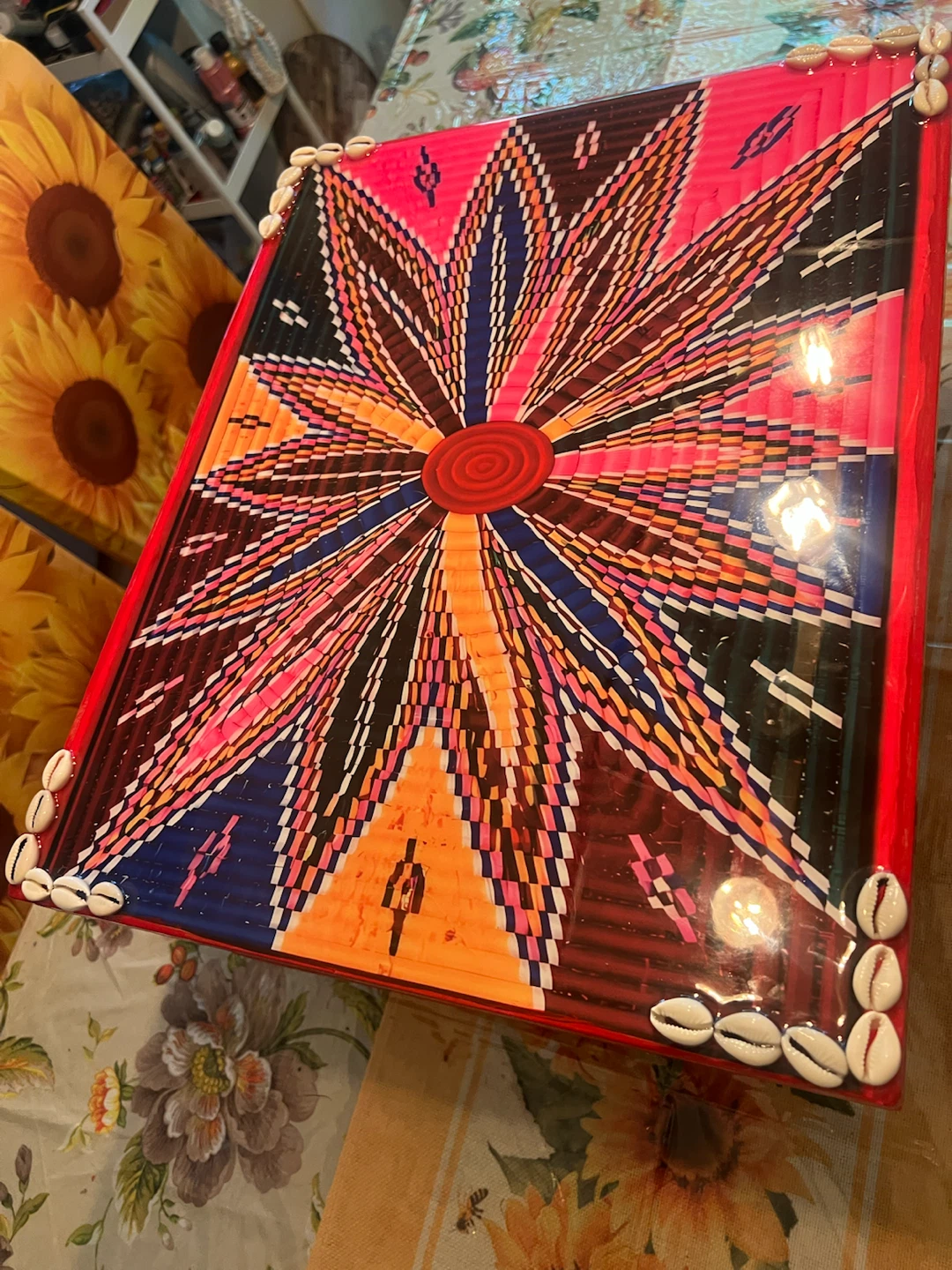 Decorative  resin Two-Tier Tray with Shell Accents - photo 4